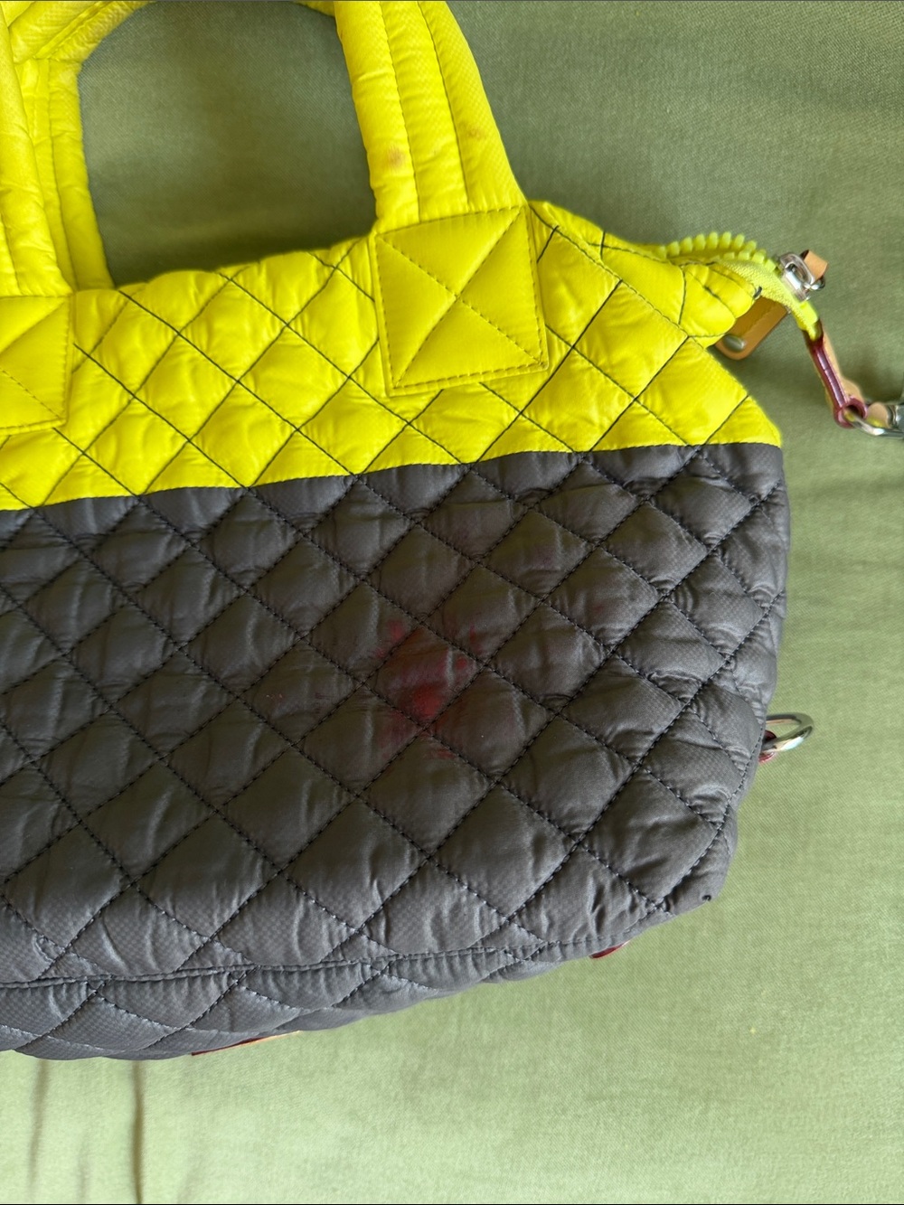 🗽MZ Wallace Quilted Two-Tone Shoulder Bag in Yellow & Charcoal - Picture 5 of 5